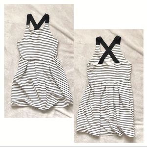 Dex striped black and white dress